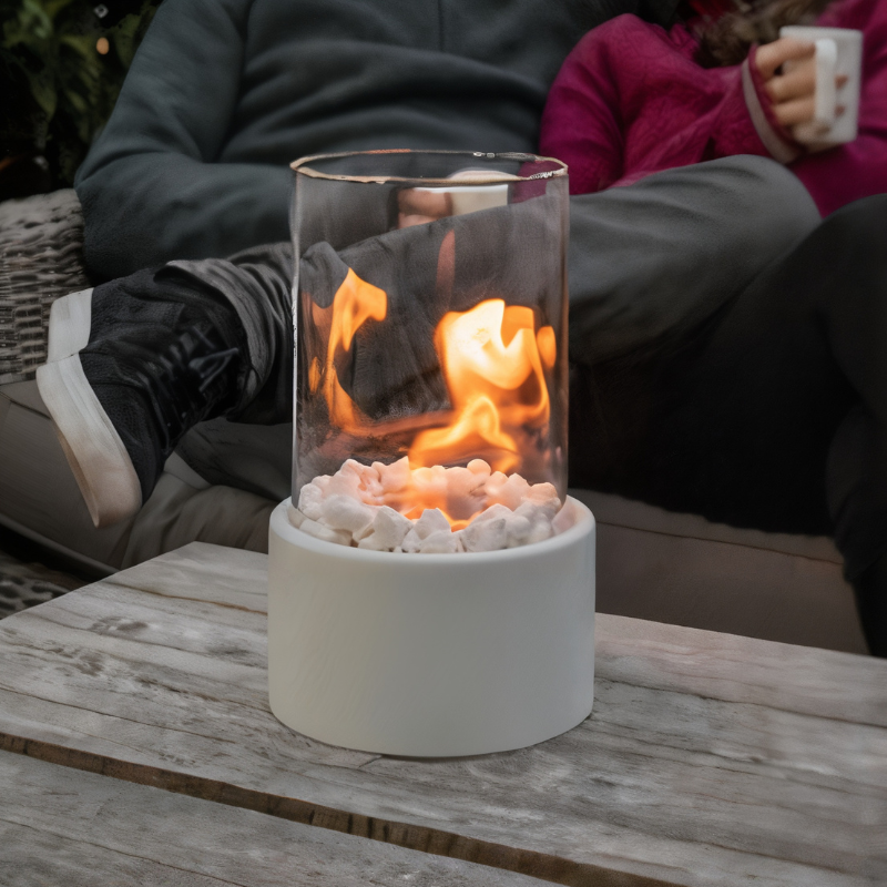 Klassieke olielamp van metaal en glas voor sfeervol licht op ethanol brandstof veilig te doven romantische sfeer | Sulvida