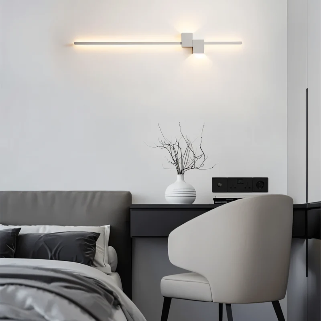 Aluminium Wandlamp LED 62 cm Zwart Wit Goud Warm Wit 3000K Design Wandverlichting Woonkamer Hal Slaapkamer Kantoor | Sulvida