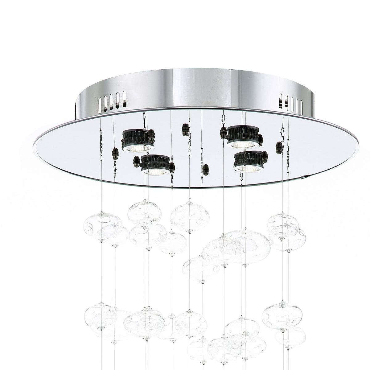 Glazen bollenhanglamp met ronde rozet | Kristalheldere luchtbellen plafondlamp eethoek vide woonkamer | Sulvida