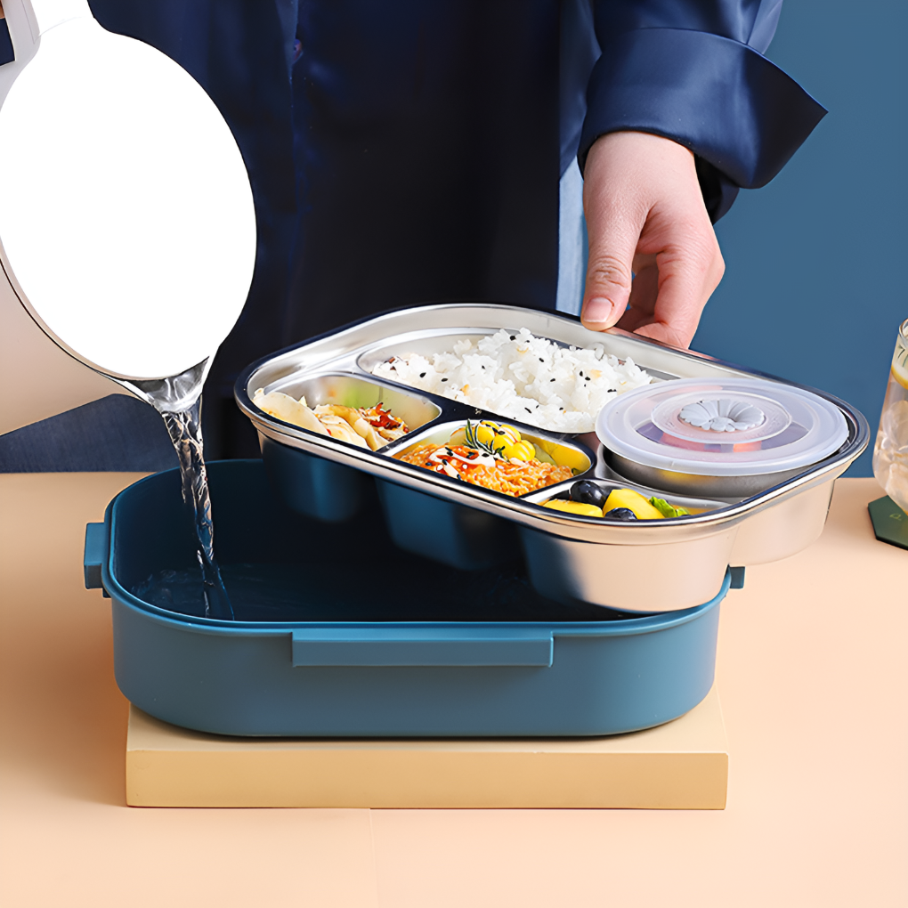 Roestvrijstalen Lunchbox met Vakken Lekvrij Warm en Koud Thermische Voedselcontainer voor Werk en School | Sulvida