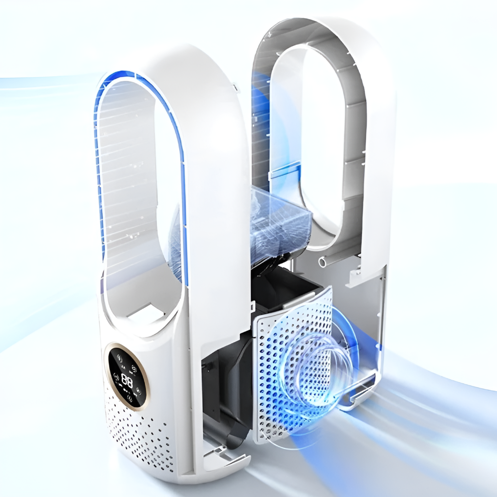 Stille Tafelventilator Zonder Bladen voor Thuis Kantoor Slaapkamer 3 Windmodi Compact Energiezuinig Design | Sulvida