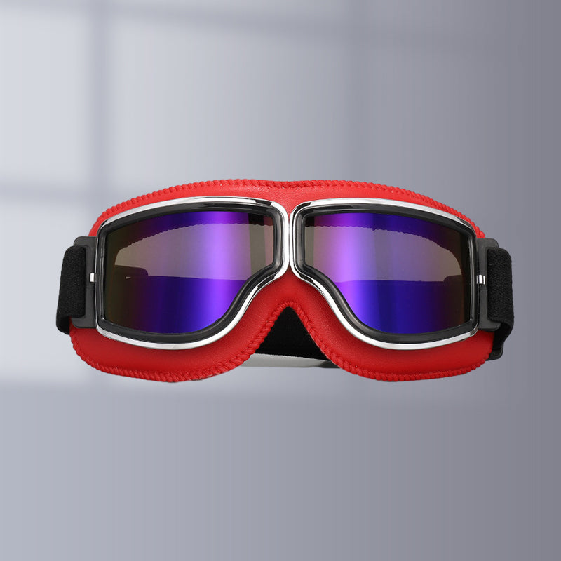 Motorgoggles Leer Vintage Aviator Over Bril Motorrijden Ski Bescherming UV Windscherm Verstelbaar Retro | Sulvida