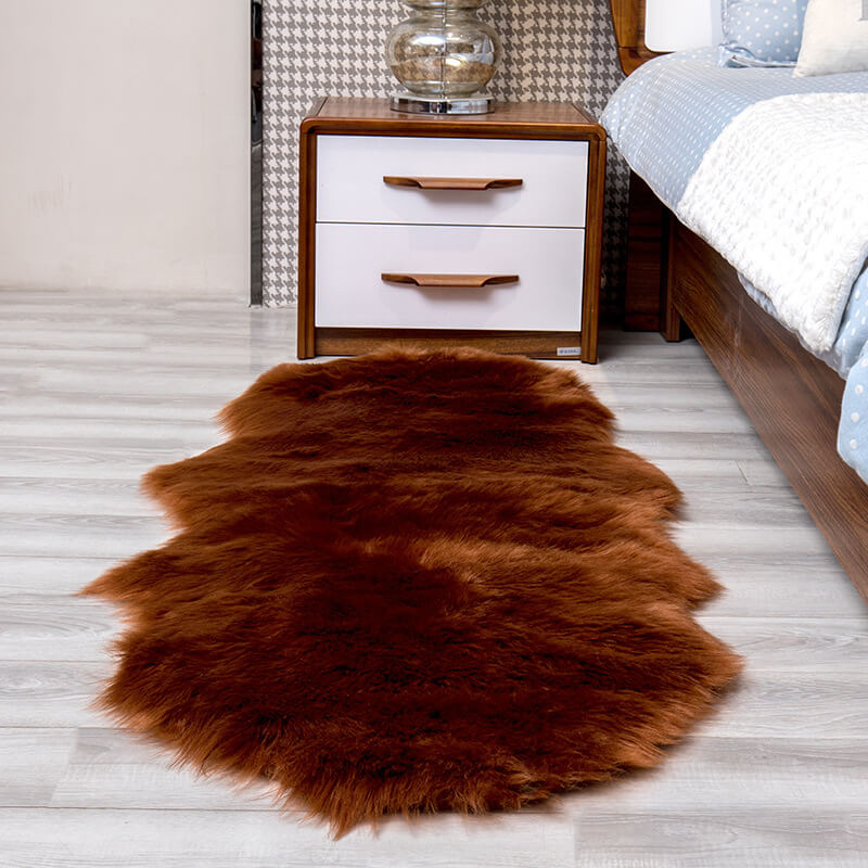Imitatiebont Vloerkleed Zacht Antislip Langpolig Vacht Tapijt Woonkamer Slaapkamer Decoratief Pluche Accent | Sulvida