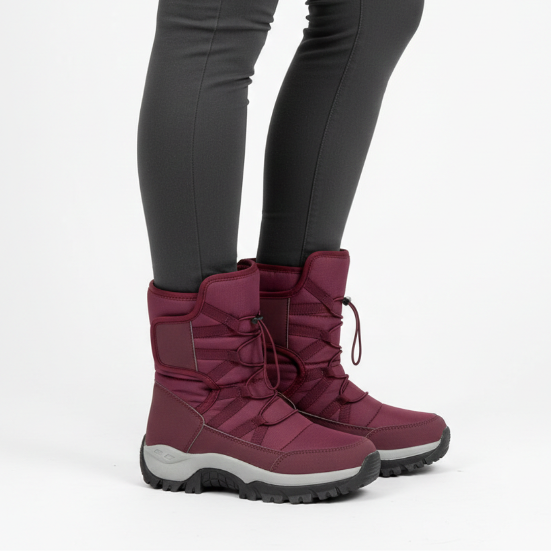 Dames Winterlaarzen Waterdicht Gevoerd Plateauzool Klittenband Warme Snowboots Antislip Comfort Dik Outdoor | Sulvida