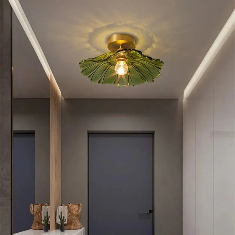 Glazen Hanglamp Bloem met Messing Details Plafondlamp Eetkamer Slaapkamer Woonkamer Retro Verlichting | Sulvida
