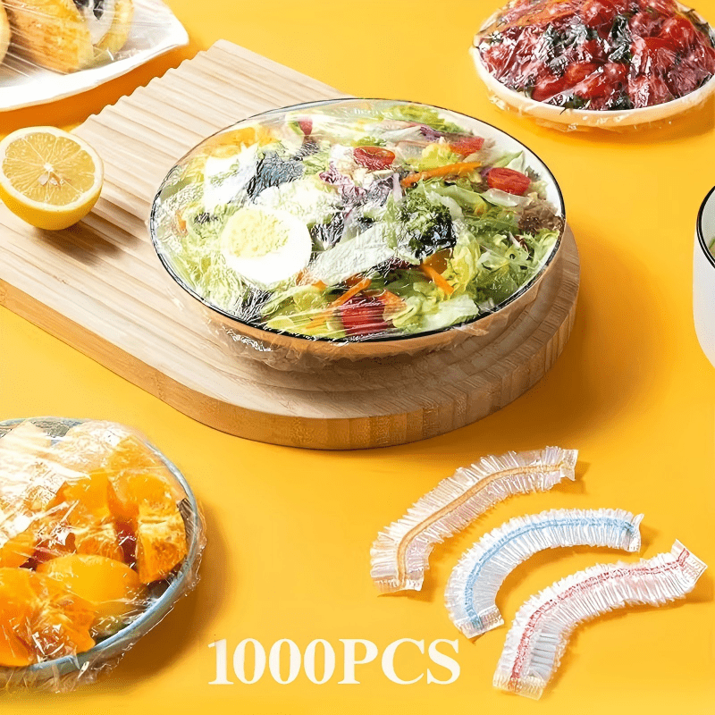 1000 couvre-bols élastiques réutilisables en PE, à cordon, transparents, pour conserver les aliments en cuisine | Sulvida