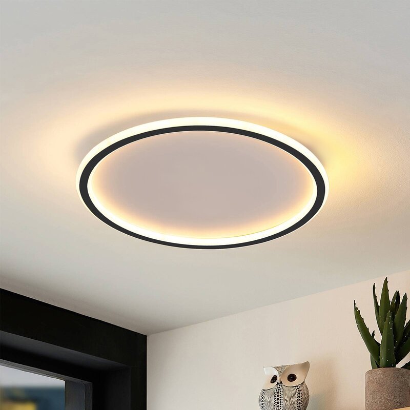 Ronde LED Plafondlamp Modern Dimbaar Zwart Wit Metaal Acryl Woonkamer Slaapkamer 30-50cm Plafondarmatuur | Sulvida