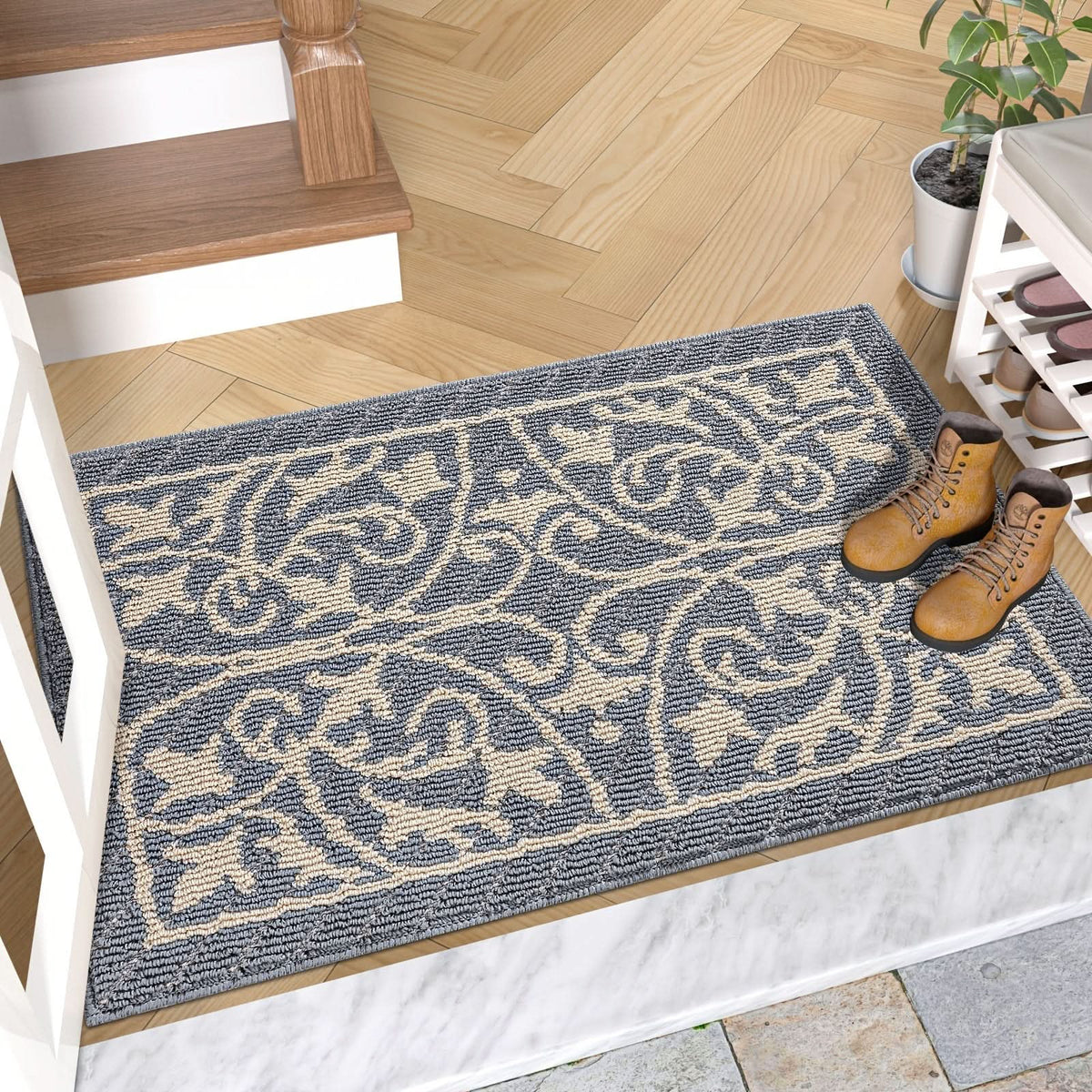 Paillasson antidérapant d’intérieur gris 60x90 cm – Tapis à seuil bas qui retient la saleté pour entrée, hall et vestibule | Sulvida