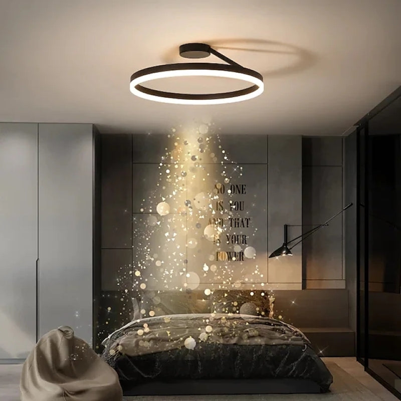 Minimalistische Plafondlamp LED Ronde Ringen Dimbaar Metaal Acryl Zwart Wit voor Slaapkamer Gang Eetkamer | Sulvida