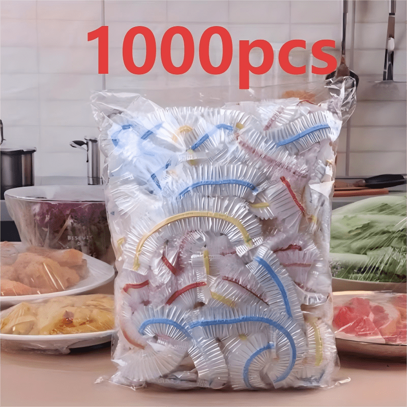 1000 couvre-bols élastiques réutilisables en PE, à cordon, transparents, pour conserver les aliments en cuisine | Sulvida