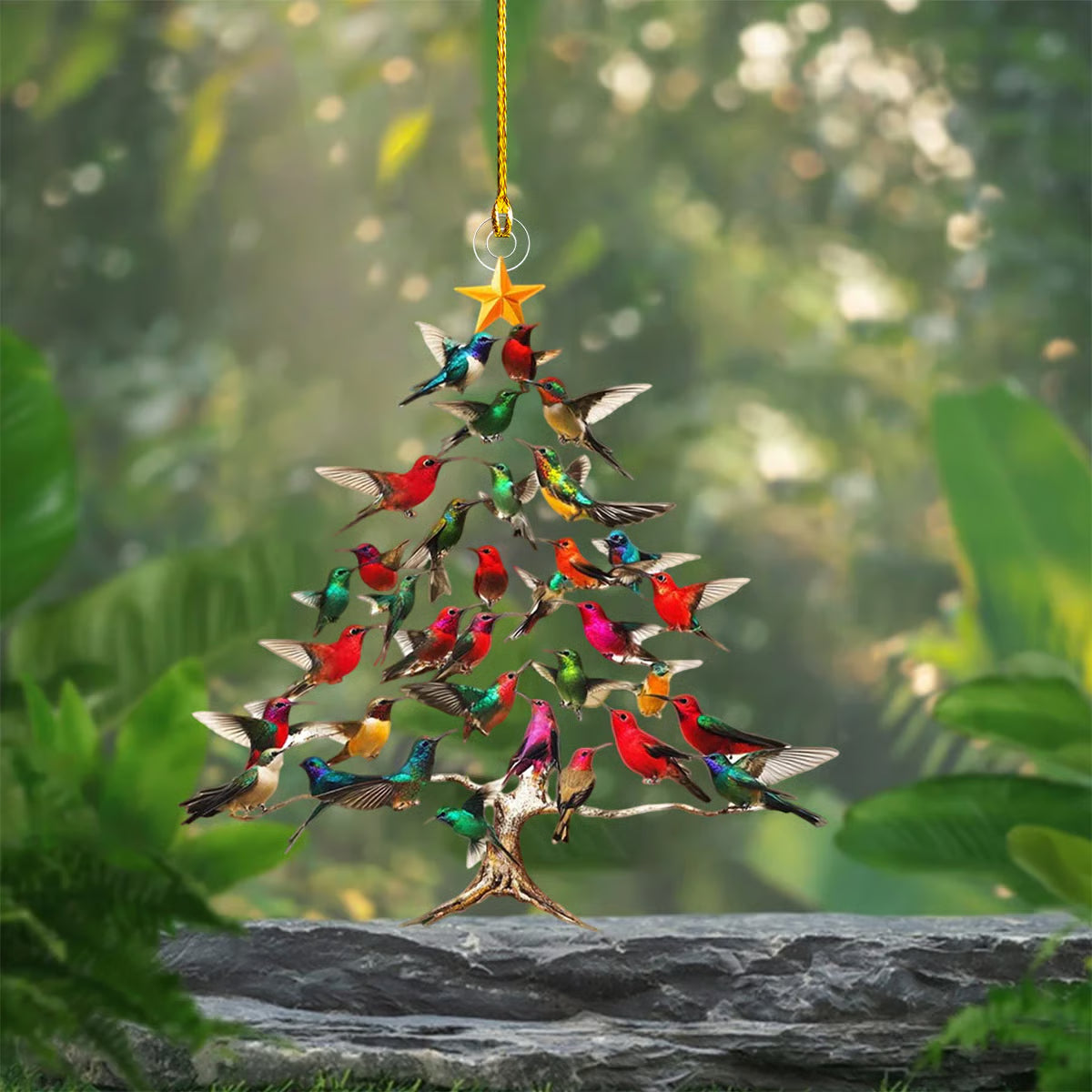 Kristallen Vogel Ornament – Decoratief Kerstfiguurtje met Kleurreflectie en Ophangkoord voor Raam of Kerstboom | Sulvida