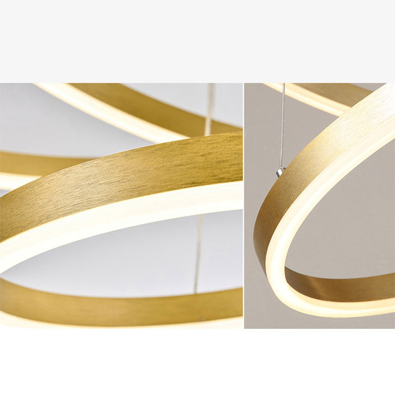 Hanglamp Metalen Ringen Zwart Goud Koffie LED Modern Dimbaar Eettafel Woonkamer Slaapkamer Verstelbaar | Sulvida