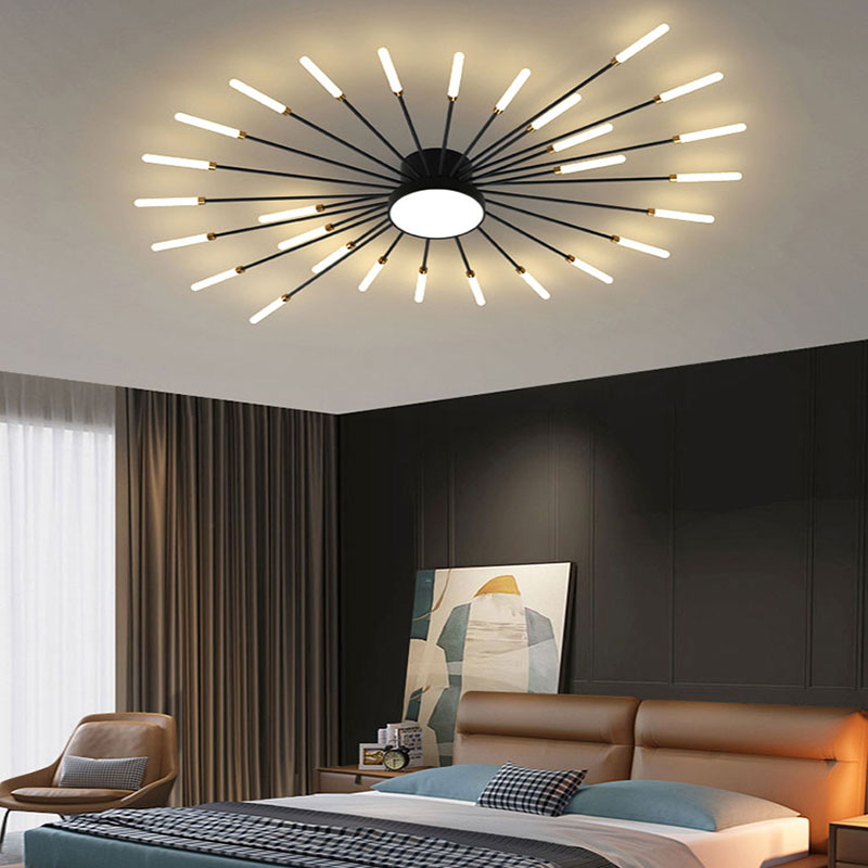 LED Plafondlamp Vuurwerk Metaal Acryl Zwart Goud Dimbaar Modern Design Woonkamer Slaapkamer Eetkamer Decoratief | Sulvida