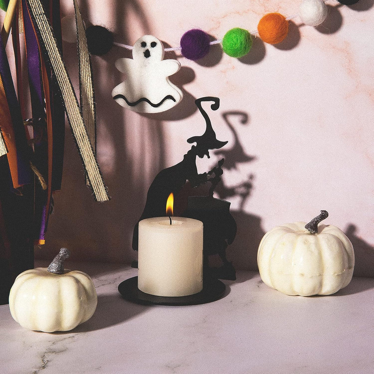 Houten Halloween Heks met Kat Figuur – Decoratieve Apotheek Ornament Herfstdecoratie voor Feestelijke Sfeer | Sulvida