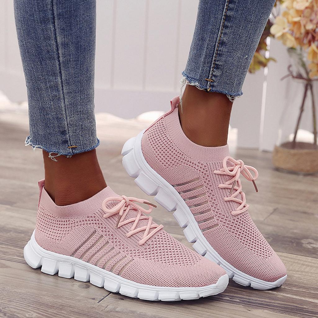 Orthopedische Dames Sneakers Mesh Ademend Lichtgewicht Sportschoenen Casual Dagelijks Comfort Turkooijs Roze | Sulvida