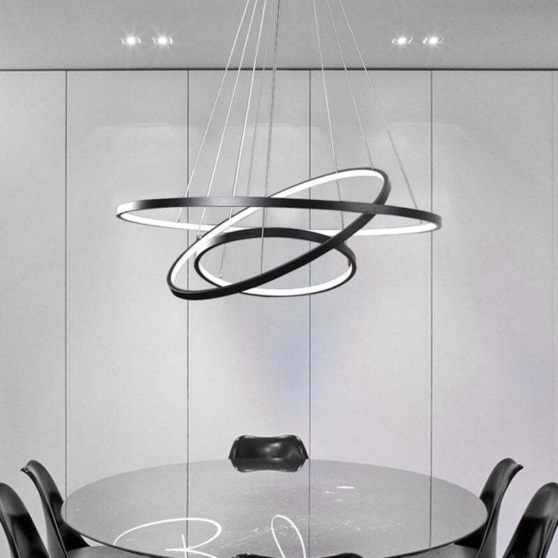 LED Hanglamp Drie Ringen Modern Metaal Verstelbaar Zwart Wit Goud Design Woonkamer Eetkamer Slaapkamer | Sulvida