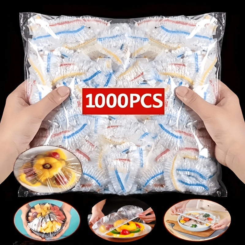 1000 couvre-bols élastiques réutilisables en PE, à cordon, transparents, pour conserver les aliments en cuisine | Sulvida