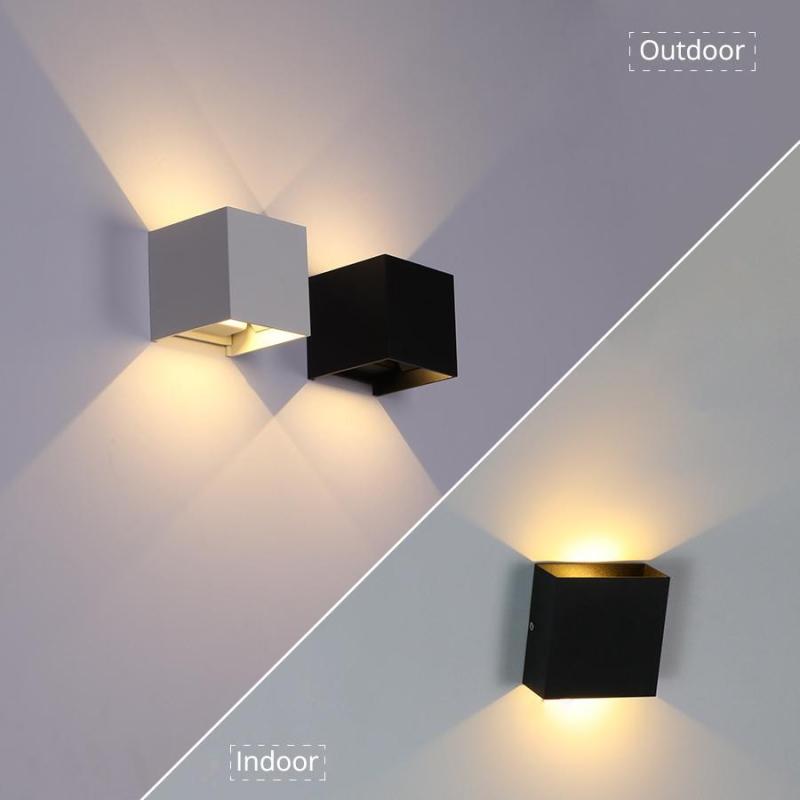 Verstelbare Vierkante Buitenwandlamp LED Zwart Wit Grijs Waterdicht IP65 Modern Design Tuin Veranda Gevel | Sulvida