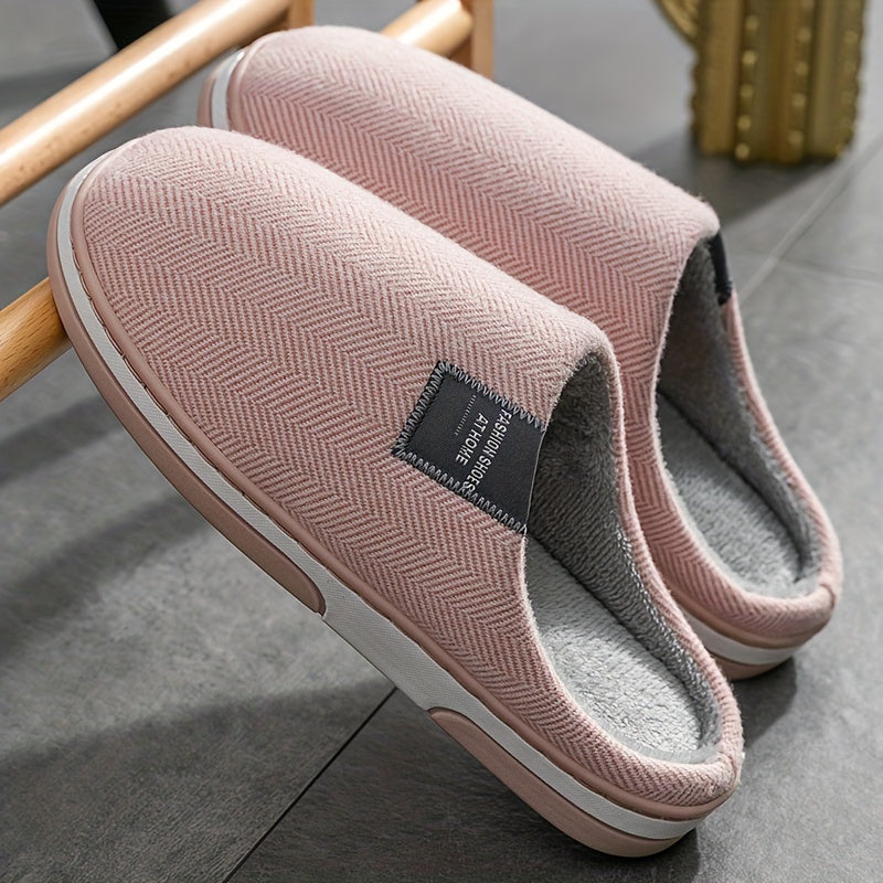 Chaussons homme texture pied-de-poule doublure chaude en peluche semelle antidérapante maison automne hiver gris café rouge rosé | Sulvida