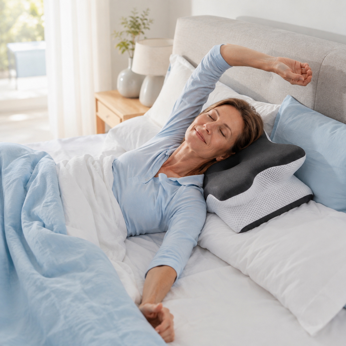 Verstelbaar Neksteunkussen Memory Foam Ergonomisch Hoofdkussen voor Optimaal Slaapcomfort en Nekondersteuning | Sulvida