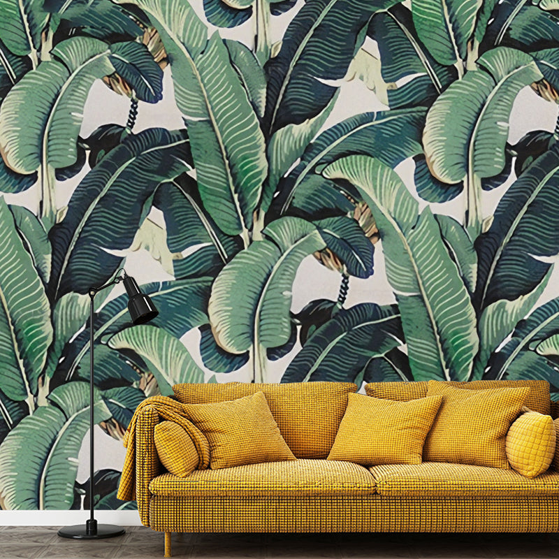 Wanddecoratie Tropisch Bananenbladeren Groen Non-Woven Behang Op Maat Minimalistisch Botanisch Interieur | Sulvida