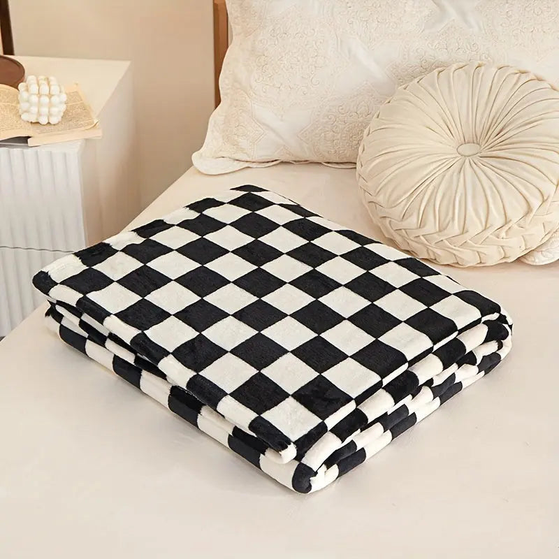 Geruite Plaid Deken Zacht Warm Woonplaid Bank Slaapkamer Fleece Woonkamer Wollen Overslag Decoratief | Sulvida
