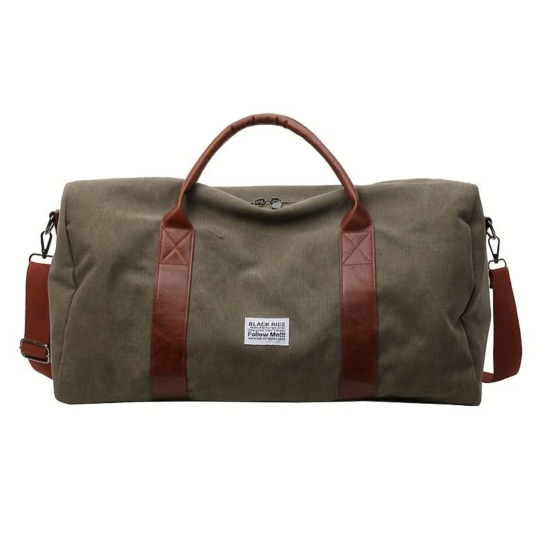 Sac de week-end vintage avec bandoulière renforcée et plusieurs compartiments, sac de voyage en toile 50 cm, vert, noir, kaki | Sulvida