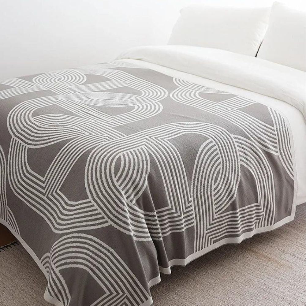 Dubbelzijdige Gebreide Plaid met Geometrisch Patroon – Zachte Deken voor Bank Bed Stoel Warmte Stijl | Sulvida