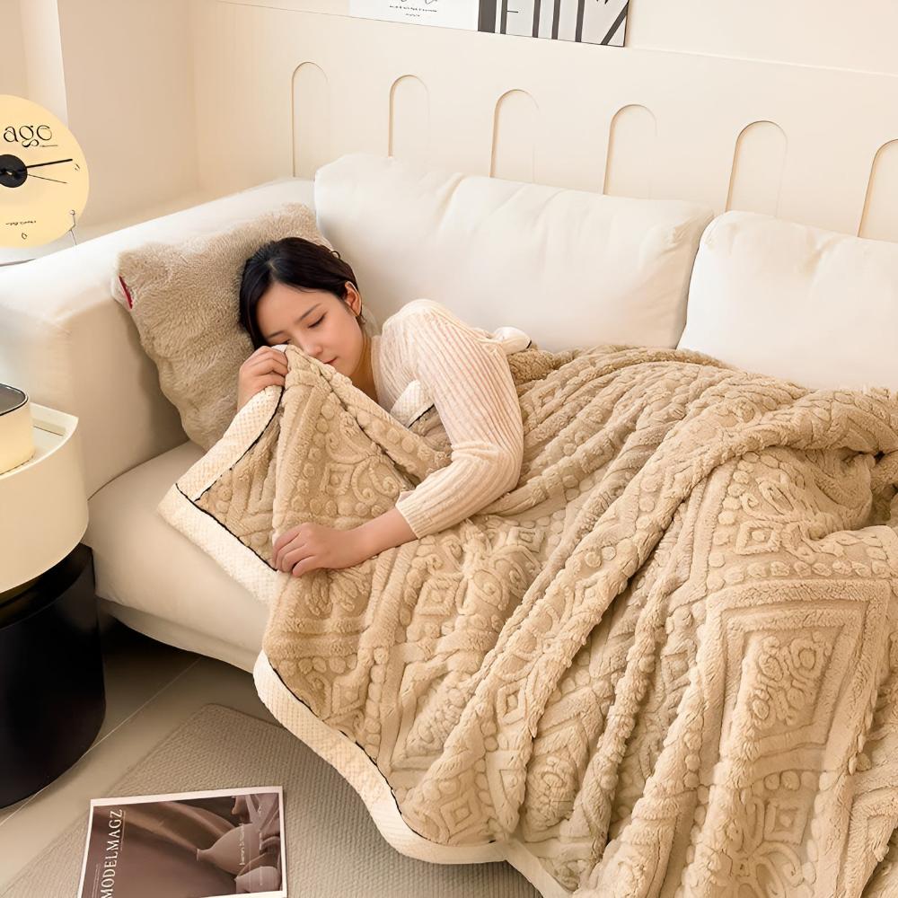 Dubbellaagse Sherpa Plaid Mandala Design met Fluweeltouch Decoratief Woonplaid voor Bank en Bed Luxe Deken | Sulvida