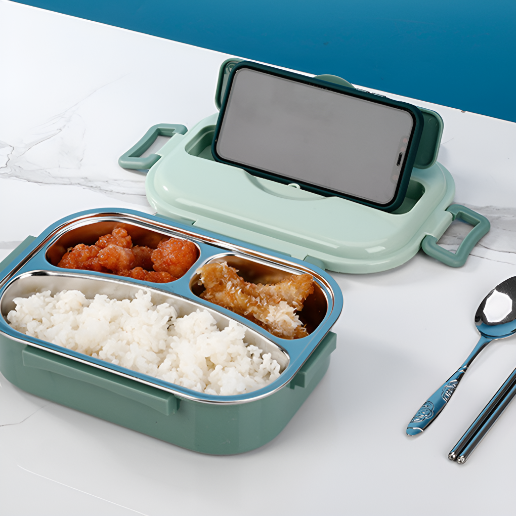 Roestvrijstalen Lunchbox met Vakken Lekvrij Warm en Koud Thermische Voedselcontainer voor Werk en School | Sulvida