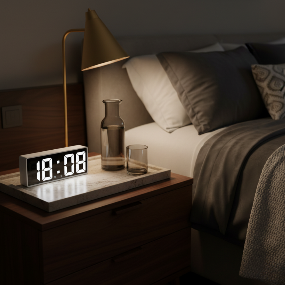 Digitale Wekker met LED Spiegel Display Tijd Datum Temperatuur Alarm Snooze Functie Slaapkamer Kantoor | Sulvida