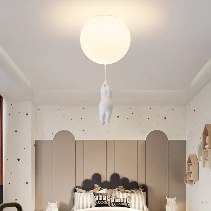 Kinder Plafondlamp met Beermotief en Ballon – Speelse Verlichting voor Kinderkamer en Babykamer | Sulvida