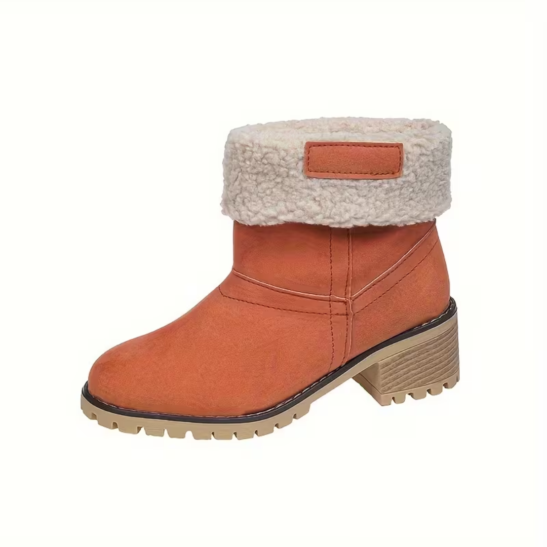 Gevoerde Winterlaarzen Dames Enkellaars Blokkhak Antislip Suède-Look Wandelen Warme Winterschoenen Outdoor | Sulvida