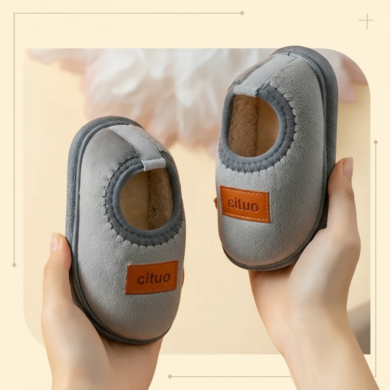 Chaussons d’hiver pour enfants doublés en polaire, avec semelle antidérapante, chauds et doux, rose, vert, marron, 12-18 mois, chaussures pour bébé | Sulvida