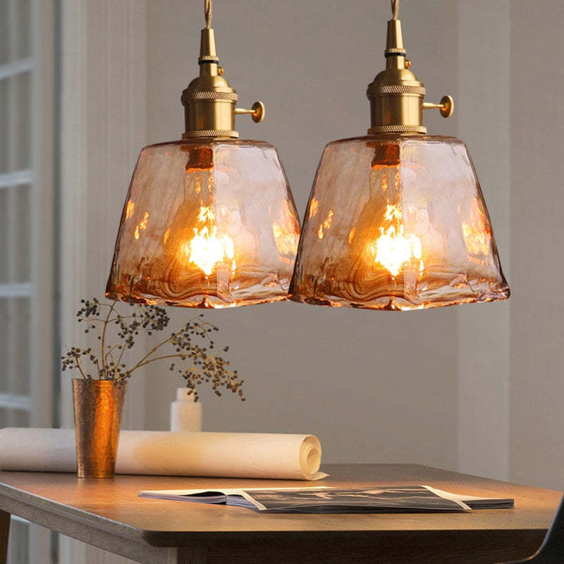 Hanglamp Glas Messing Industrieel Retro Design Woonkamer Eetkamer Slaapkamer Warm Licht LED E27 Vintage Stijl | Sulvida