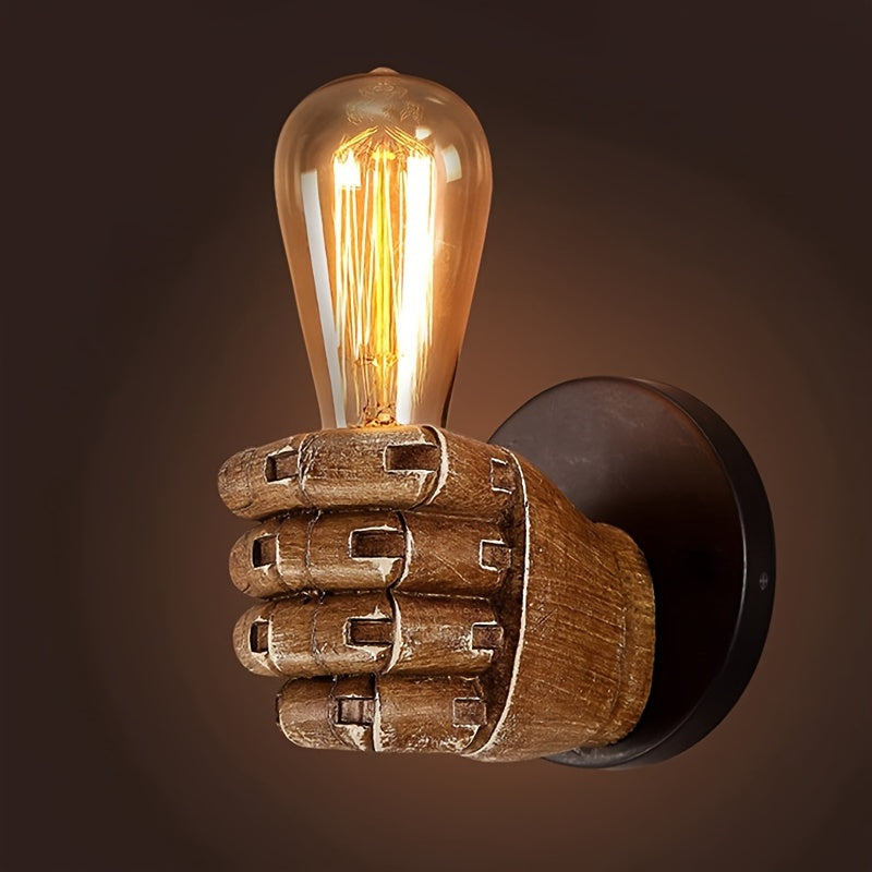 Wandlamp Hand Sculptuur Industrieel Hars Zwart E26 Fitting Decoratieve Verlichting Vintage Stijl Wandverlichting | Sulvida