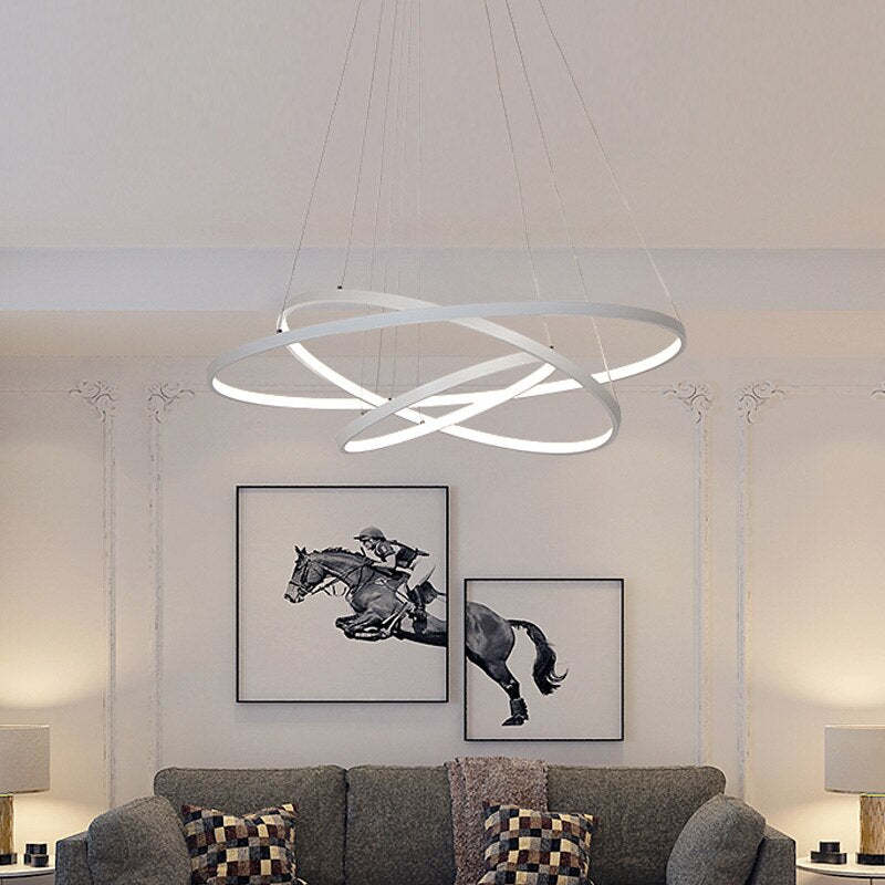 LED Hanglamp Drie Ringen Modern Metaal Verstelbaar Zwart Wit Goud Design Woonkamer Eetkamer Slaapkamer | Sulvida