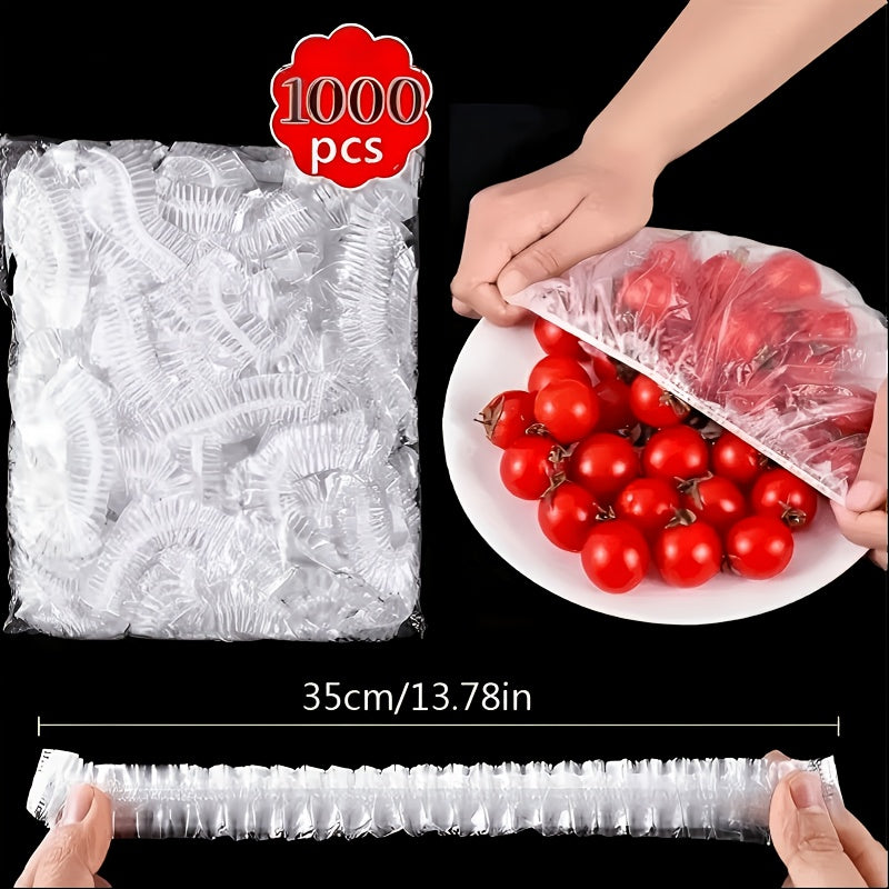 1000 couvre-bols élastiques réutilisables en PE, à cordon, transparents, pour conserver les aliments en cuisine | Sulvida