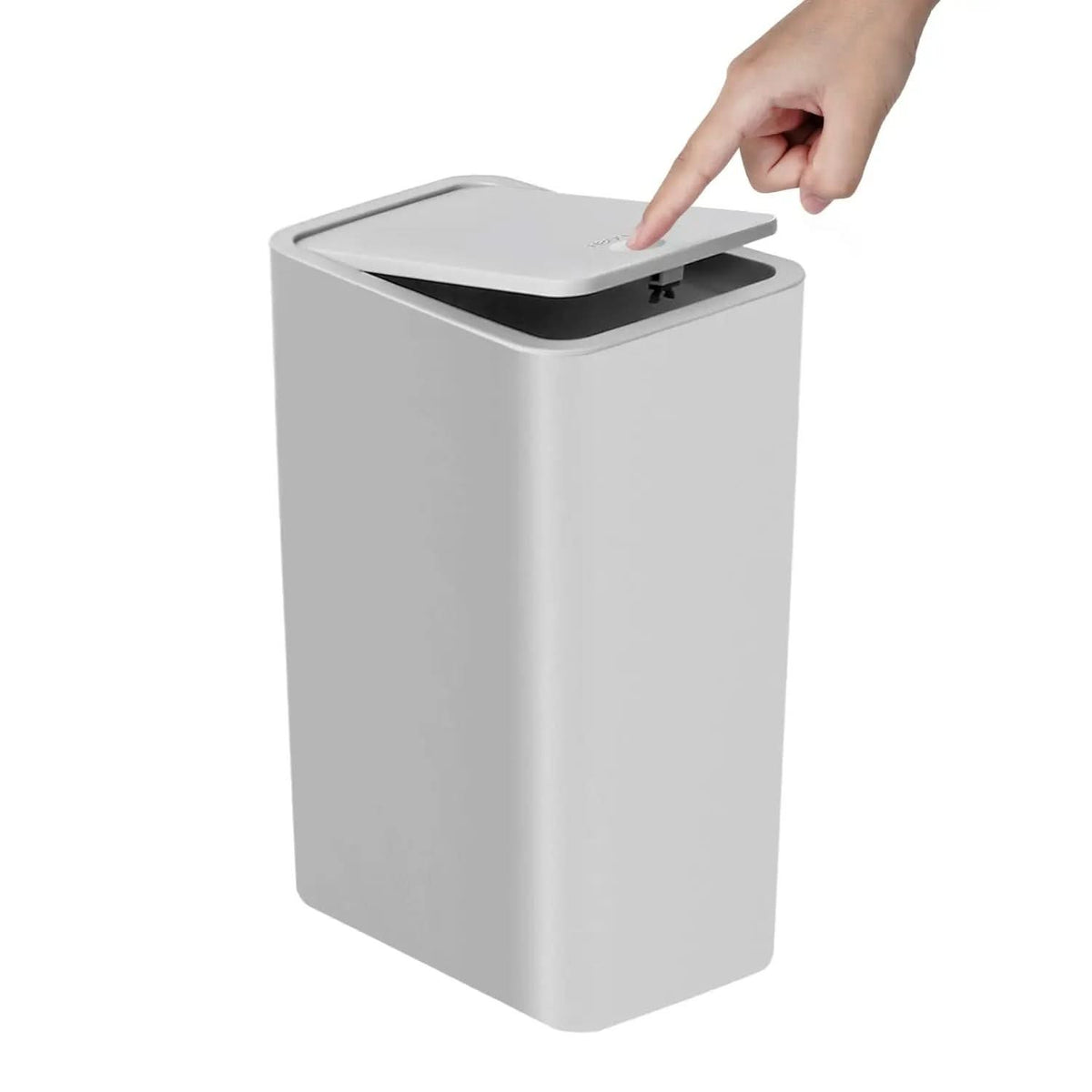 Smalle Afvalemmer 10L met Drukkend Deksel Wit Zwart Grijs Compact Prullenbak voor Badkamer Keuken Kantoor | Sulvida
