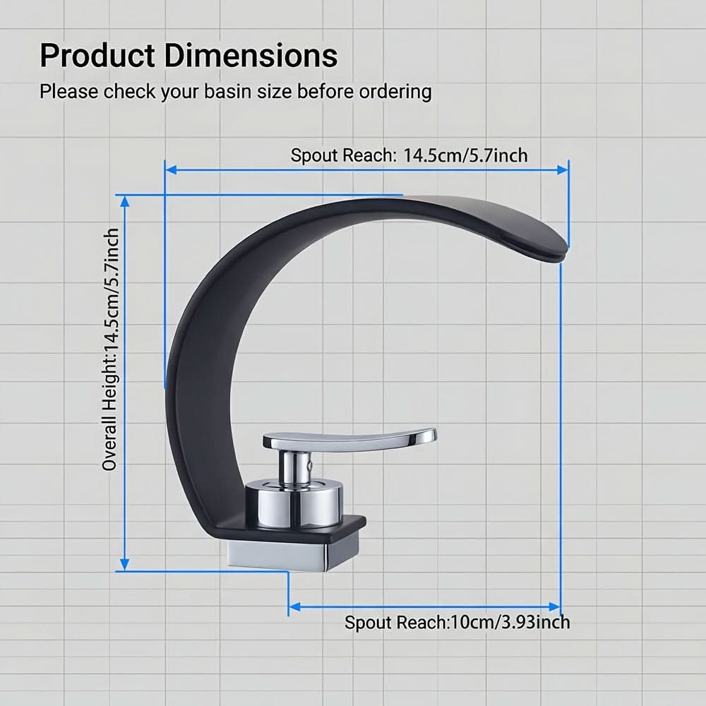 Mitigeur de lavabo à effet cascade, chromé, design moderne, kit de robinetterie, eau chaude et froide, valve en céramique, salle de bains | Sulvida