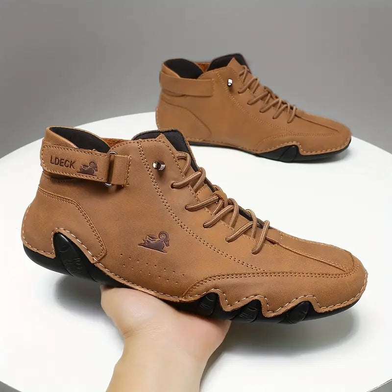 Waterdichte Herenschoenen Hoog met Elastische Sluiting Modern Stoer Ontwerp Leer Comfortabel Casual Dagelijks | Sulvida