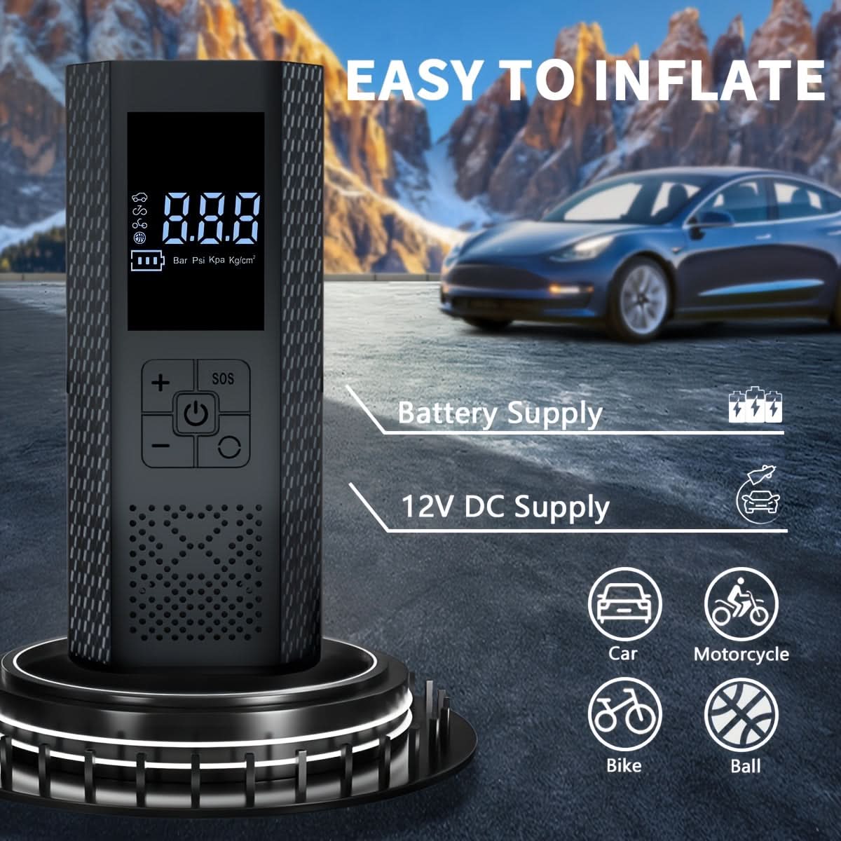 Draadloze Compacte Bandenpomp 150 PSI voor Auto Motor Fiets Elektrische Luchtcompressor Draagbaar Snel | Sulvida