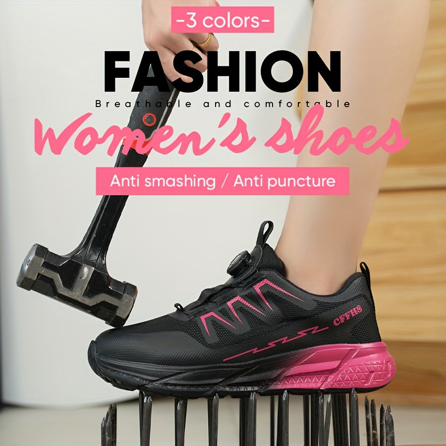 Werkschoenen Dames Veiligheid Lichtgewicht Stalen Neus Ademend Sportief Zwart Roze Blauw Geel Antislip | Sulvida