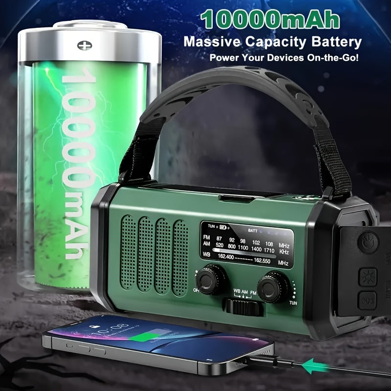 Multifunctionele Noodradio met Zonnepaneel Zaklamp en Telefoonoplader – Handslinger Weersradio voor Outdoor en Noodsituaties | Sulvida