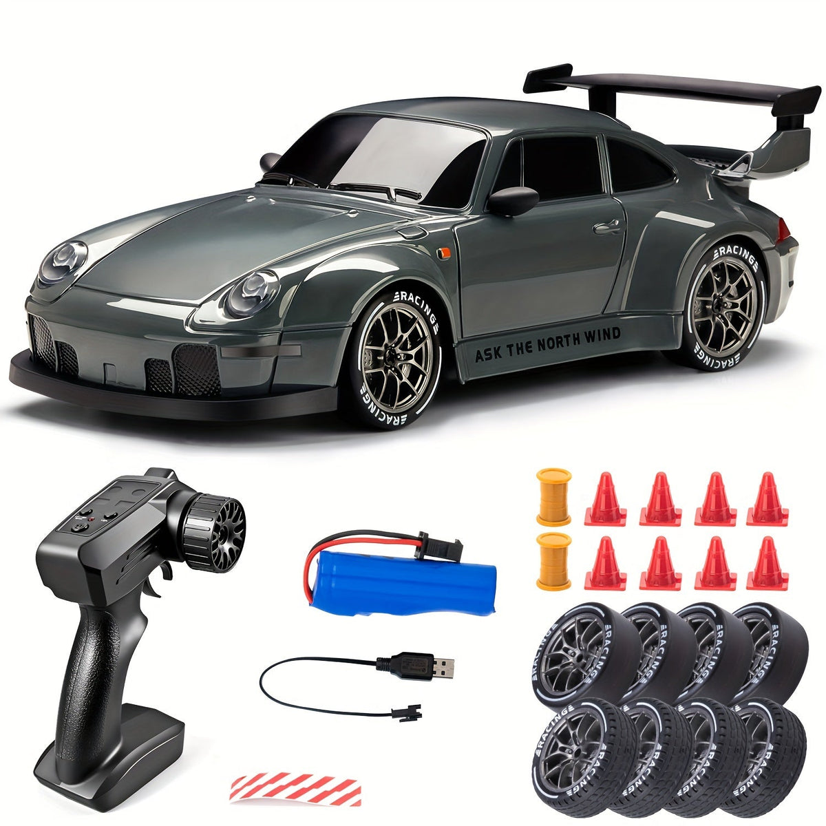 RC Driftauto 1:24 Schaal met Verlichte Wielen 4WD Aandrijving Radiografisch Bestuurd Race Speelgoed voor Kinderen | Sulvida