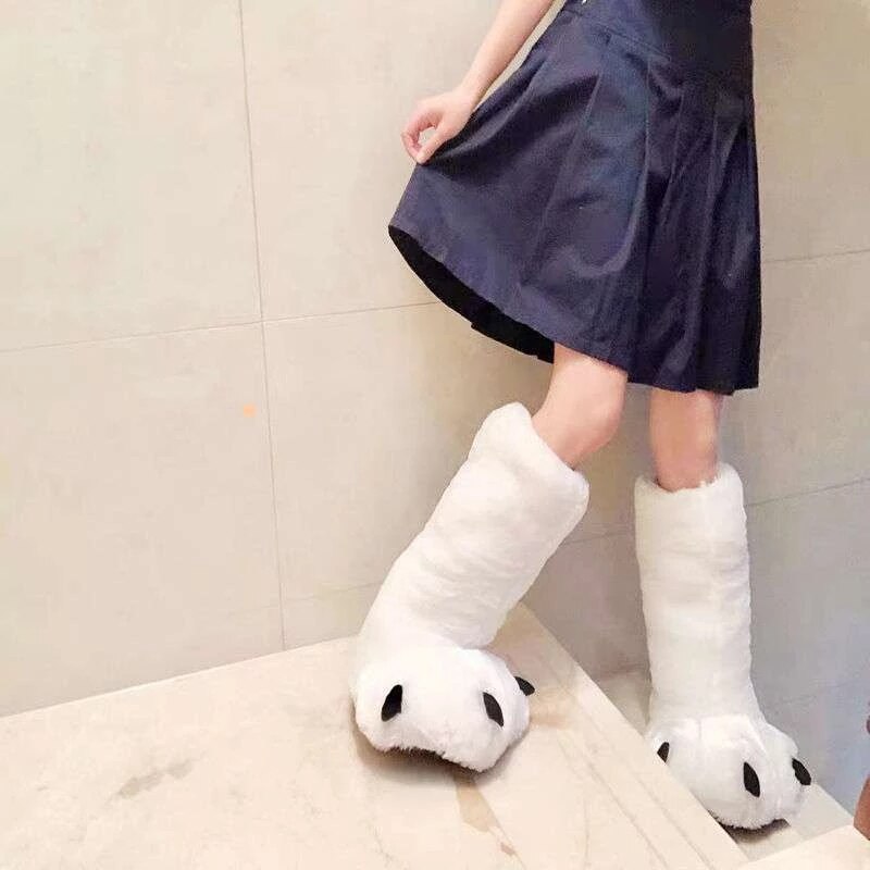 Pluche Pantoffels Berenpoot Winter Warm Unisex Antislip Binnenschoenen Knuffelzacht Huisschoenen Comfortabel | Sulvida