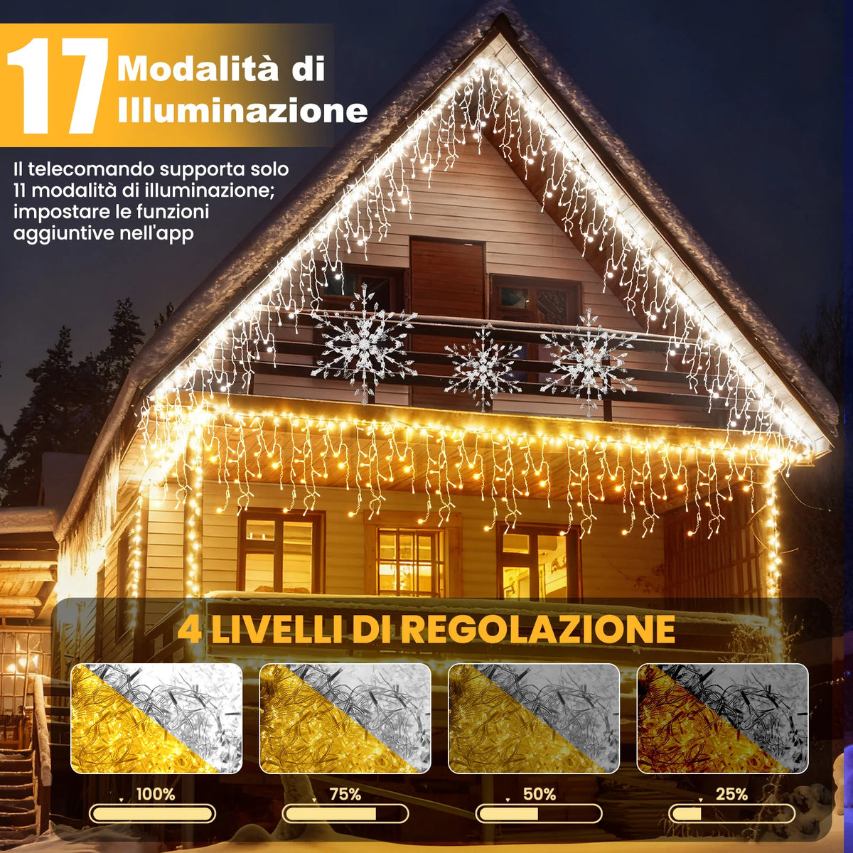 IJspegel-lichtslinger buiten 5-45m LED decoratieverlichting dimbaar warm wit IP65 waterdicht kerstverlichting | Sulvida