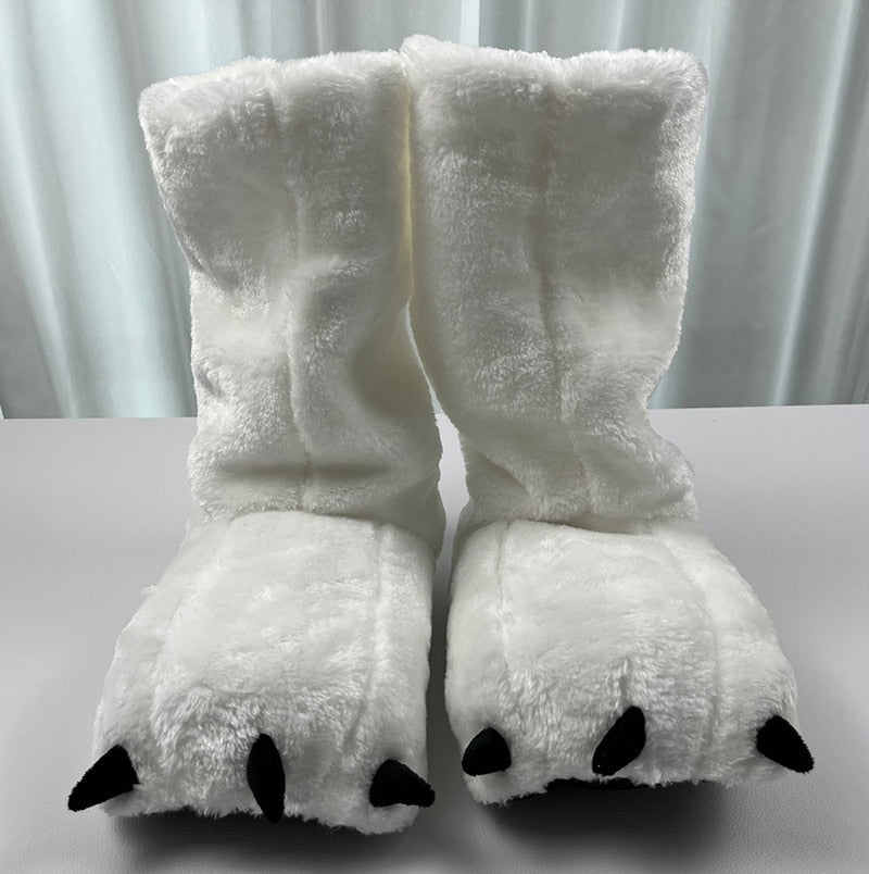 Pluche Pantoffels Berenpoot Winter Warm Unisex Antislip Binnenschoenen Knuffelzacht Huisschoenen Comfortabel | Sulvida