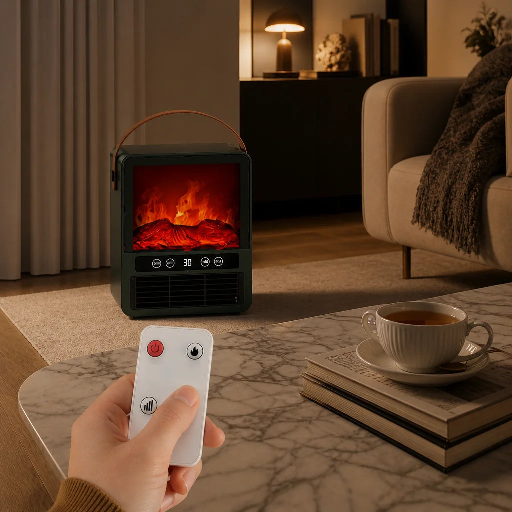 Compacte Elektrische Kachel met 3D Vlameffect en Natuurlijk Vuurgeluid voor Sfeervolle Warmte in Huis | Sulvida
