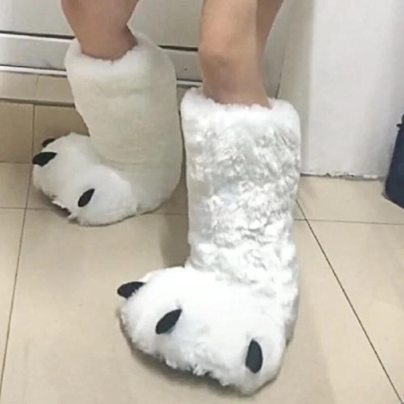 Pluche Pantoffels Berenpoot Winter Warm Unisex Antislip Binnenschoenen Knuffelzacht Huisschoenen Comfortabel | Sulvida